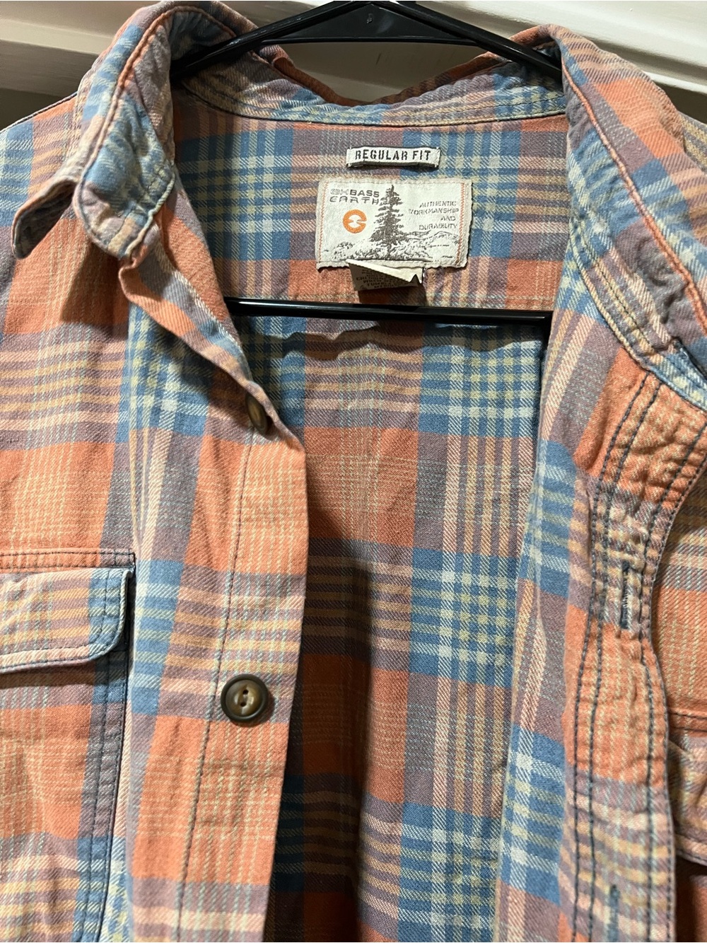 Regular-Fit Plaid Button-Down Shirt in Orange & Blue - Casual Men's Shirt